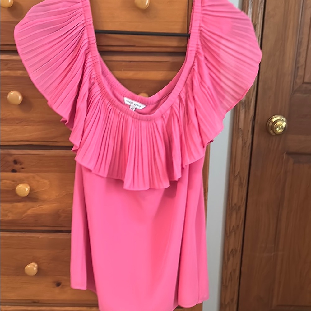 Naked Zebra Pink Sleeveless Ruffled Blouse